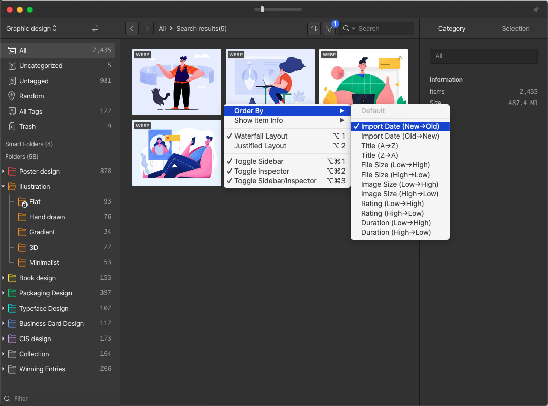 Optimized Eagle’s sorting order options.