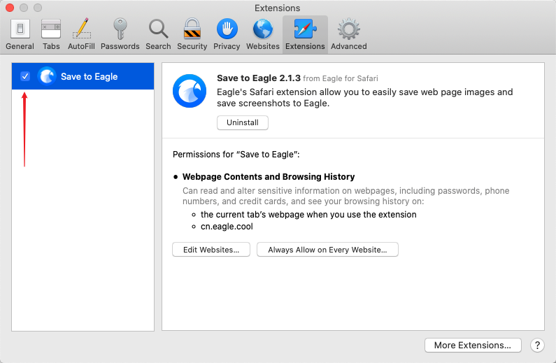 Install browser extension in Safari - Knowledge Base | Eagle App